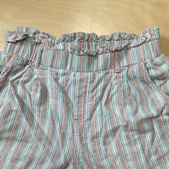 American Eagle Womens Shorts Pink Blue Stripe Paper Bag Elastic Waist Size Small - Picture 3 of 5